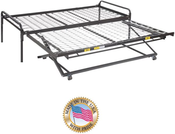 Twin Size Dark Black Metal Day Bed, Twin Size Pop Up Trundle Bed Frame